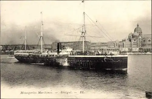 Ak Schiff Senegal, Messageries Maritimes