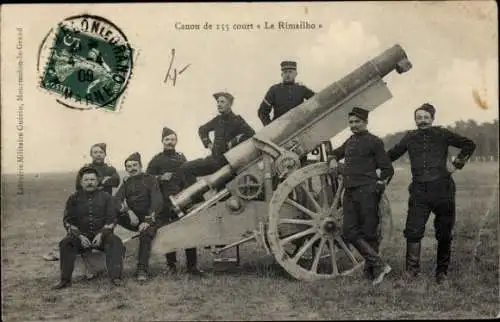 Foto Ak französische Belagerungs Artillerie, Le Rimailho 155cm