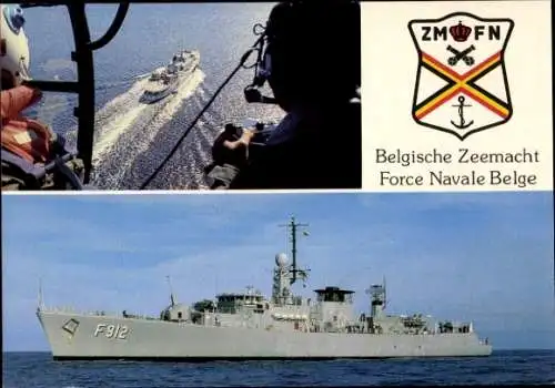 Ak Belgische Zeemacht, Force Navale Belge, F 912 Wandelaar, A 960 Godetia