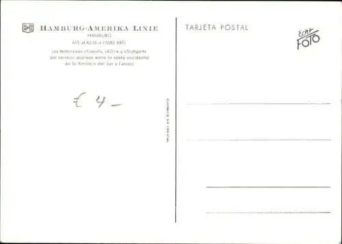 Ak Dampfer MS Kassel, HAPAG