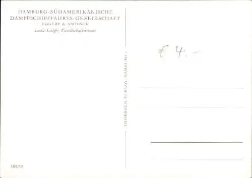 Ak Dampfer, Dampfschiff, Gesellschaftsräume, HSDG