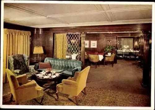 Ak Hamburg Südamerikanische Dampfschifffahrts-Gesellschaft  HSDG, Santa Schiffe, Gesellschaftsraum