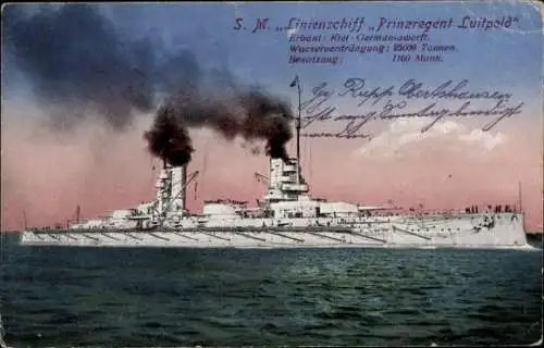 Ak Deutsches Kriegsschiff, S.M. Linienschiff Prinzregent Luitpold