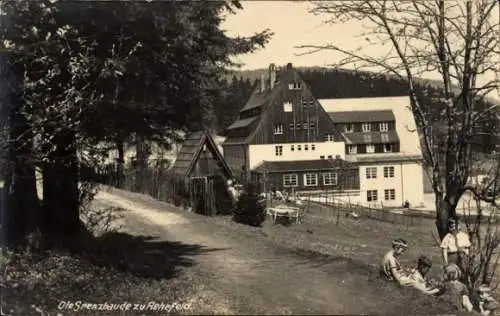 Ak Rehefeld Zaunhaus Altenberg im Erzgebirge, Gebäude, Bäume, Menschen