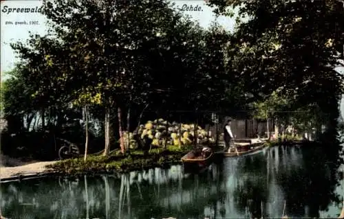 Ak Lehde Lübbenau im Spreewald, Café Venedig, Spreewald, ges. gesch. 1907, Lehde.