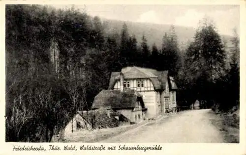 Ak Friedrichroda im Thüringer Wald, Waldstraße mit Schaumburgmühle