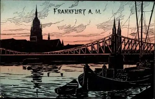 Ak Frankfurt am Main, Mainufer mit Blick auf die Silhouette der Stadt