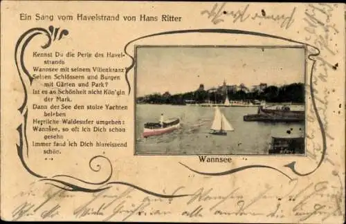 Ak Berlin Zehlendorf Wannsee, Wannsee mit Villen, Schlössern, Burgen, Gärten und Park.