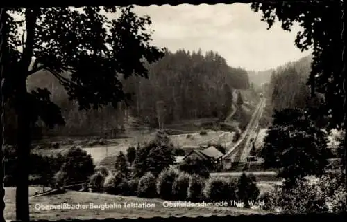 Ak Oberweißbach im Weißbachtal Thüringen, Oberweißbacher Bergbahn Talstation Obstfelderschmied...