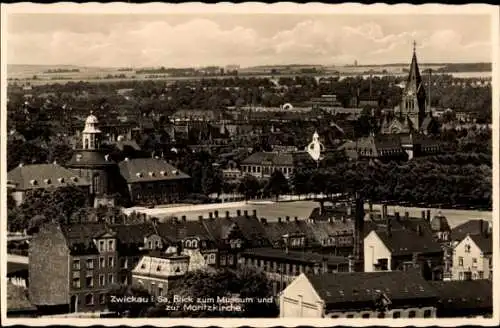 Ak Zwickau in Sachsen, Blick zum Museum, Moritzkirche, Panorama