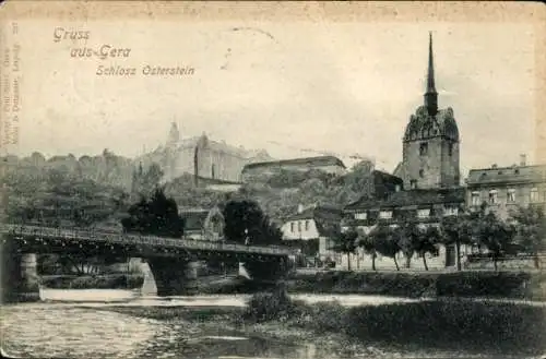 Ak Gera in Thüringen, Schloss Osterstein, Brücke