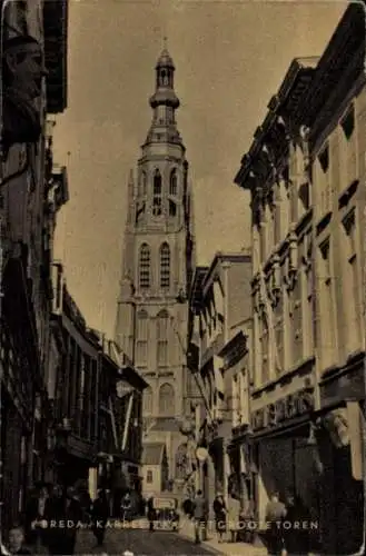 Ak Breda Nordbrabant Niederlande, Karrestraat, Groote Toren