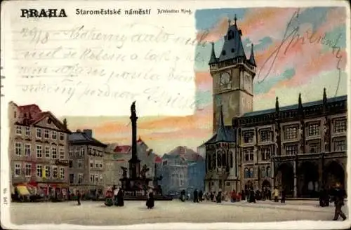 Litho Künstler Ak Strose, H., Praha Prag Tschechien, Altstädter Ring