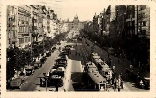 Ak Praha Prag, Wenzelsplatz, Vaclavske namesti, Straßenbahnen