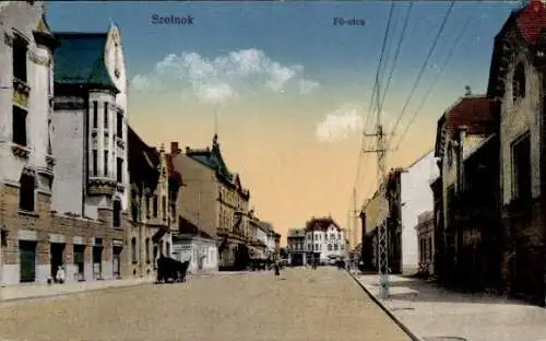 Ak Szolnok Ungarn, Straßenansicht