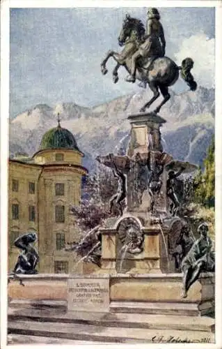 Künstler Ak Innsbruck in Tirol, Leopoldsbrunnen, Hofburg