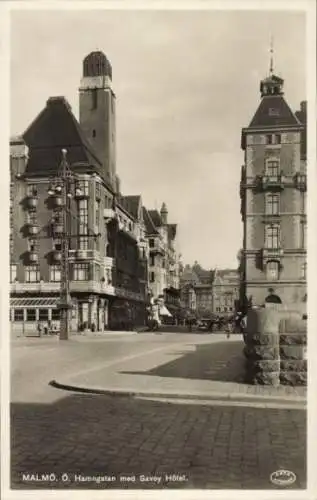 Ak Malmö Schweden, Hamngatan mit Savoy Hotel