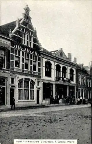 Ak Meppel Drenthe Niederlande, Hotel Cafe Restaurant Schouwburg, F. Ogterop