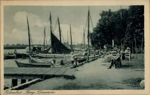 Ak Dziwnów Berg Dievenow in Pommern, Hafen, Boote