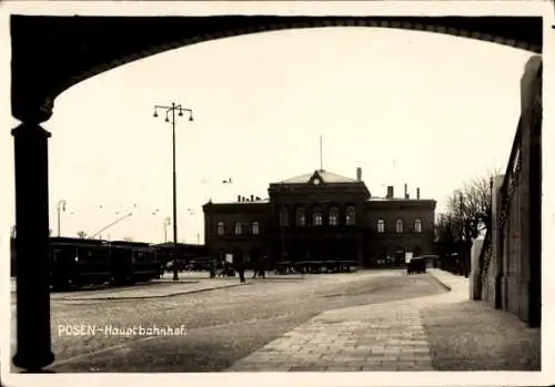 Foto Ak Poznań Posen, Hauptbahnhof