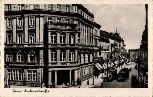 Ak Poznań Posen, Berlinerstraße, Straßenbahn