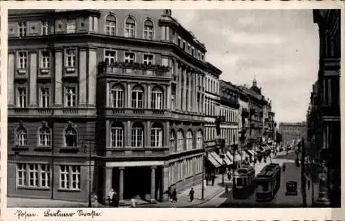 Ak Poznań Posen, Berlinerstraße, Straßenbahnen