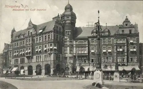 Ak Kaliningrad Königsberg Ostpreußen, Münzplatz, Café Imperial