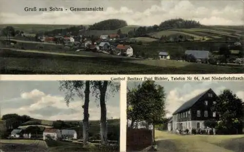 Ak Sohra Bobritzsch im Erzgebirge, Gesamtansicht, Gasthof