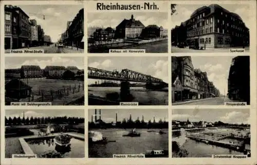 Ak Rheinhausen Duisburg im Ruhrgebiet, Körnerplatz, Brücke, Sparkasse