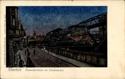 Ak Elberfeld Wuppertal,  Alexanderbrücke, Schwebebahn