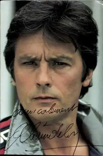 Ak Schauspieler Alain Delon, Portrait, Parfum-Reklame, Autogramm