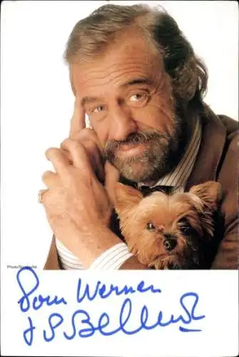 Ak Schauspieler Jean Paul Belmondo, Portrait, Autogramm, Terrier