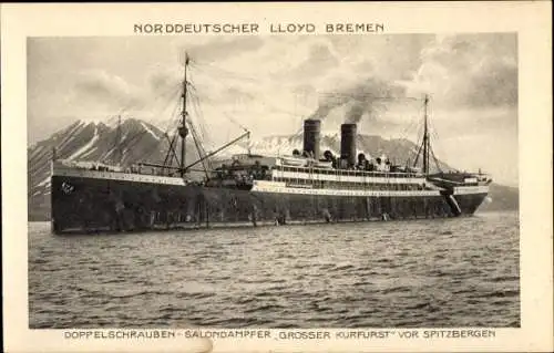 Ak Norddeutscher Lloyd Bremen, Dampfer Großer Kurfürst vor Spitzbergen