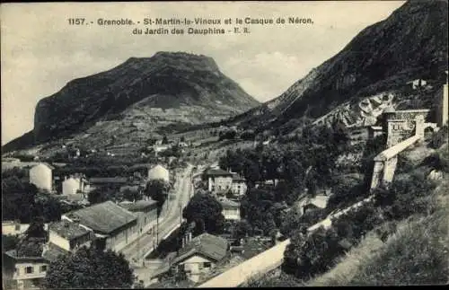 Ak Grenoble Isère, Saint Martin le Vinoux et le Casque de Neron, du Jardin des Dauphins