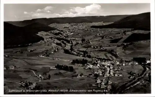 Ak Mitteltal Baiersbronn im Schwarzwald, Fliegeraufnahme