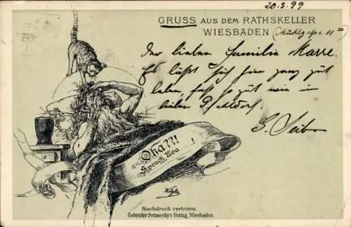 Ak Wiesbaden in Hessen, Gruß aus dem Ratskeller