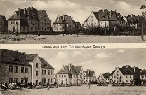 Ak Zossen in Brandenburg, Truppenlager, Gebäude, Straßenansichten