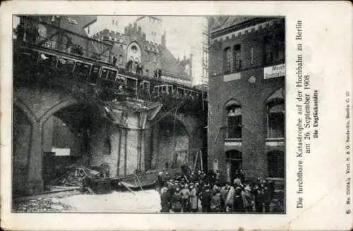 Ak Berlin, Verkehrsunfall, Hochbahn, Unglücksstätte, 1908