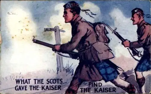 Künstler Ak What the Scots gave the Kaiser, find the Kaiser