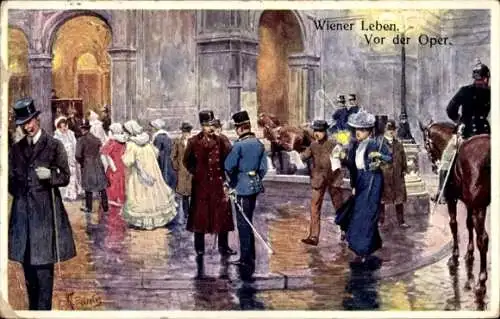 Künstler Ak Feiertag, Karl, Wien, Wiener Leben, Vor der Oper, BKWI 631 11