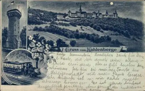 Mondschein Litho Wien 19 Döbling Österreich, Kahlenberg, Turm