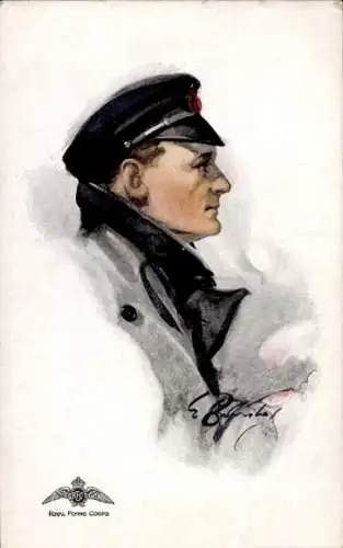 Künstler Ak Britischer Pilot, Britische Armee, Royal Flying Corps