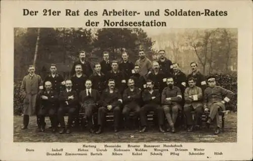 Foto Ak Wilhelmshaven an der Nordsee, 21er Rat des Arbeiter- und Soldaten-Rates der Nordseestation