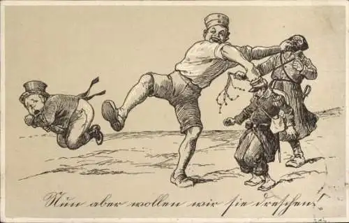 Ak Nun aber wollen wir sie dreschen, England, Russland, Frankreich, Michel, I. WK