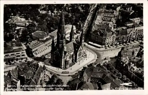 Ak Berlin, Kaiser-Wilhelm-Gedächtniskirche, Luftbild