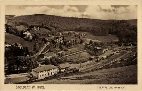 Ak Stolberg im Harz, Tyratal, Bahnhof