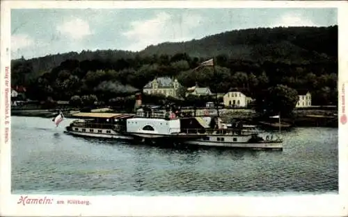 Ak Hameln in Niedersachsen, Partie am Klütberg, Flussdampfer Kaiser Wilhelm