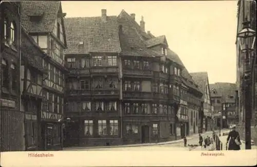 Ak Hildesheim in Niedersachsen, Fachwerkhaeuser, Andreasplatz