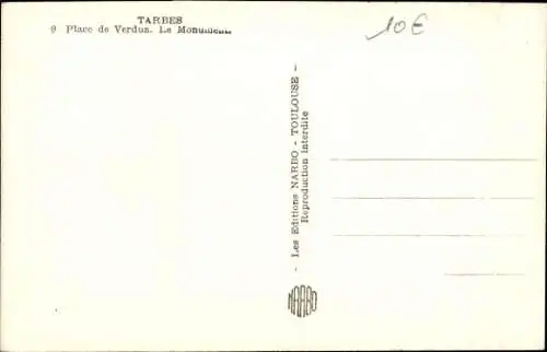 Ak Tarbes Hautes Pyrénées, Place de Verdun, Monument