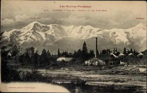 Ak Tarbes Hautes Pyrénées, Vue sur l'Adour, Pic du Midi